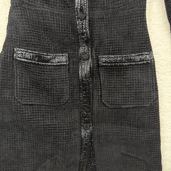 Maje Rinili contrast-trim mini shirtdress in black cotton-blend bouclé-tweed, XS - Picture 8 of 16